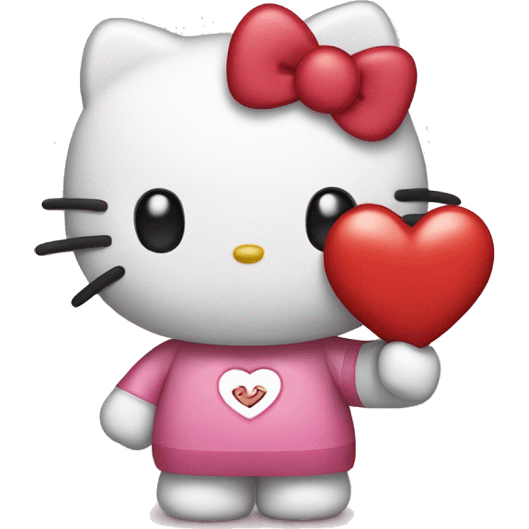 Hello kitty holding a heart emoji