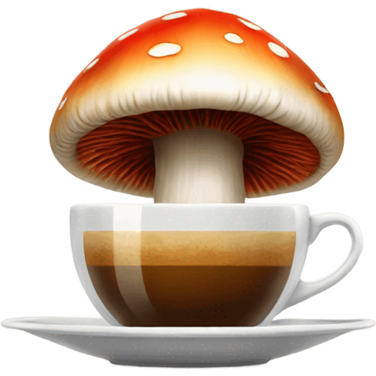 Mushroom fantasy with coffee emoji