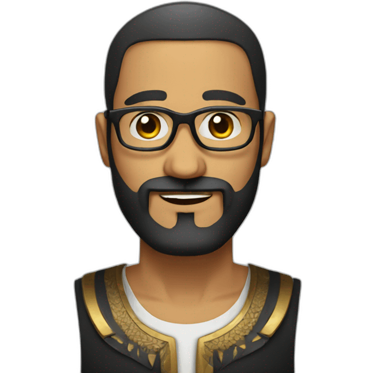 Egyptian man with beard and glass and big forehead emoji