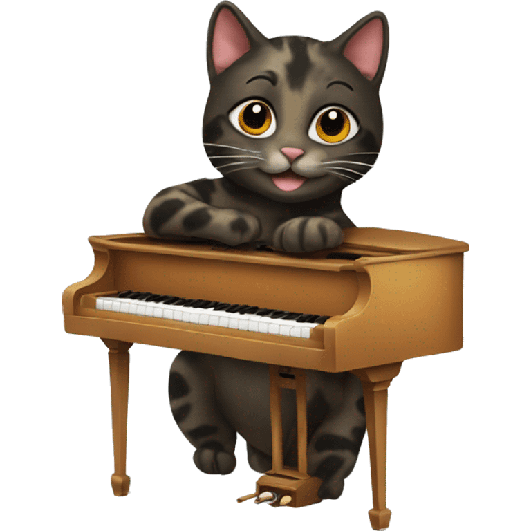 Tortoiseshell cat playing piano  emoji