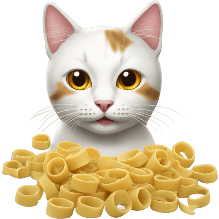 Cat with pasta emoji