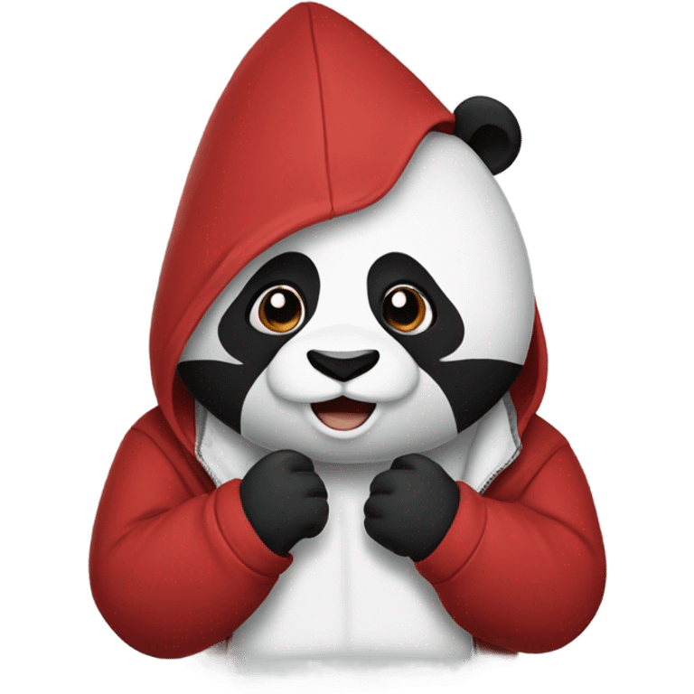 panda wearing a crimson hoodie emoji