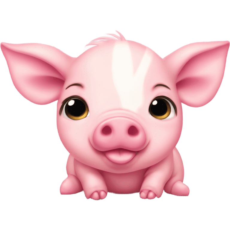 baby pink piglet with pink striped belly emoji