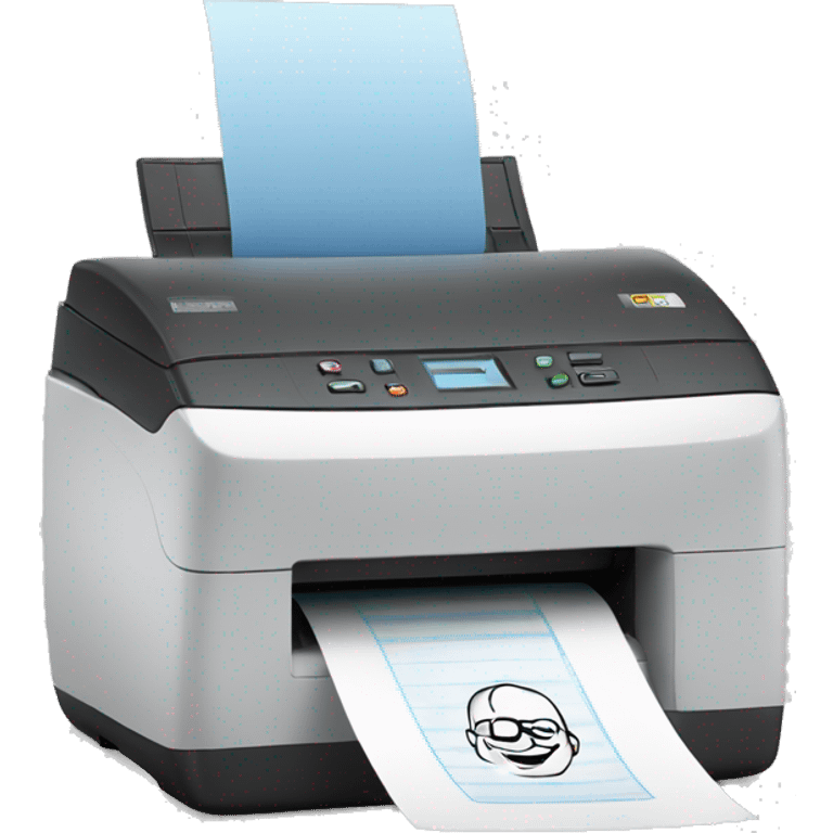 printer with open scanner and smoke emoji