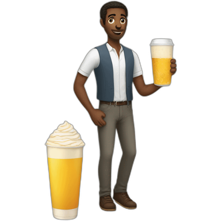 Tall guy with beverage emoji