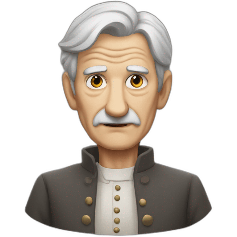 old man, evil eyes, gray hair, no mustache, England emoji