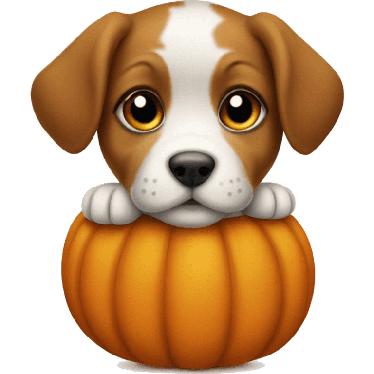 puppy in a pumpkin emoji