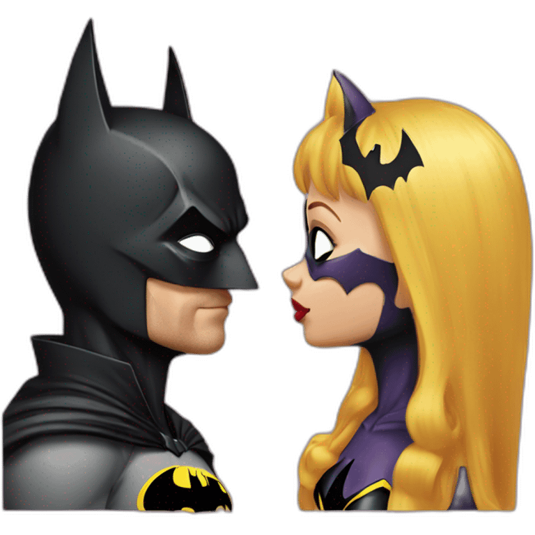 Batman kissing batgirl emoji