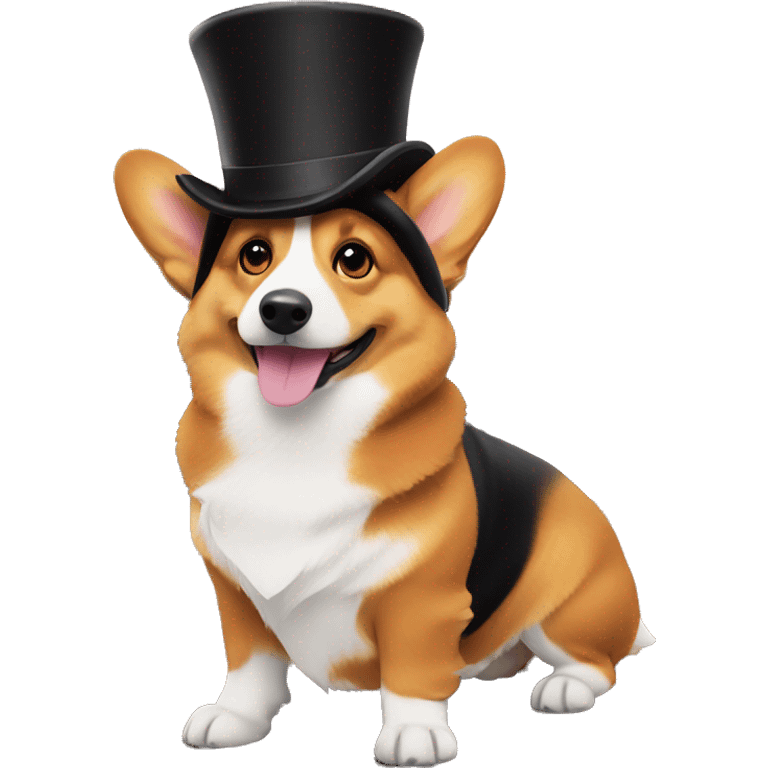 corgi watching the sunset in a tophat emoji