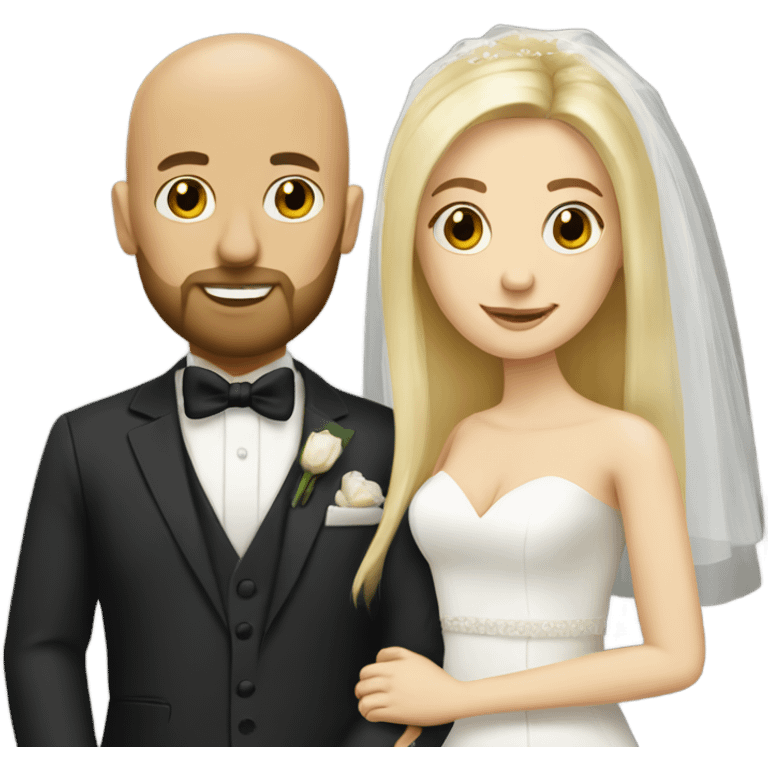 Blonde woman marrying bald man with beard emoji