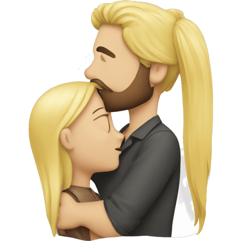 A guy with a beard kissing blond girl emoji