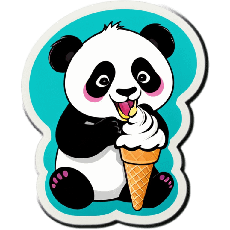 Panda eating ice cream emoji