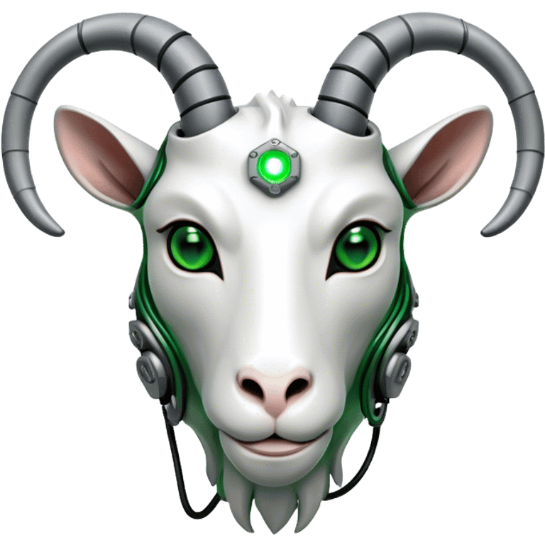 Cyborg Goat head green glowing eyes emoji