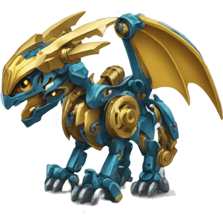 Metallic medabot-dragon with gears emoji