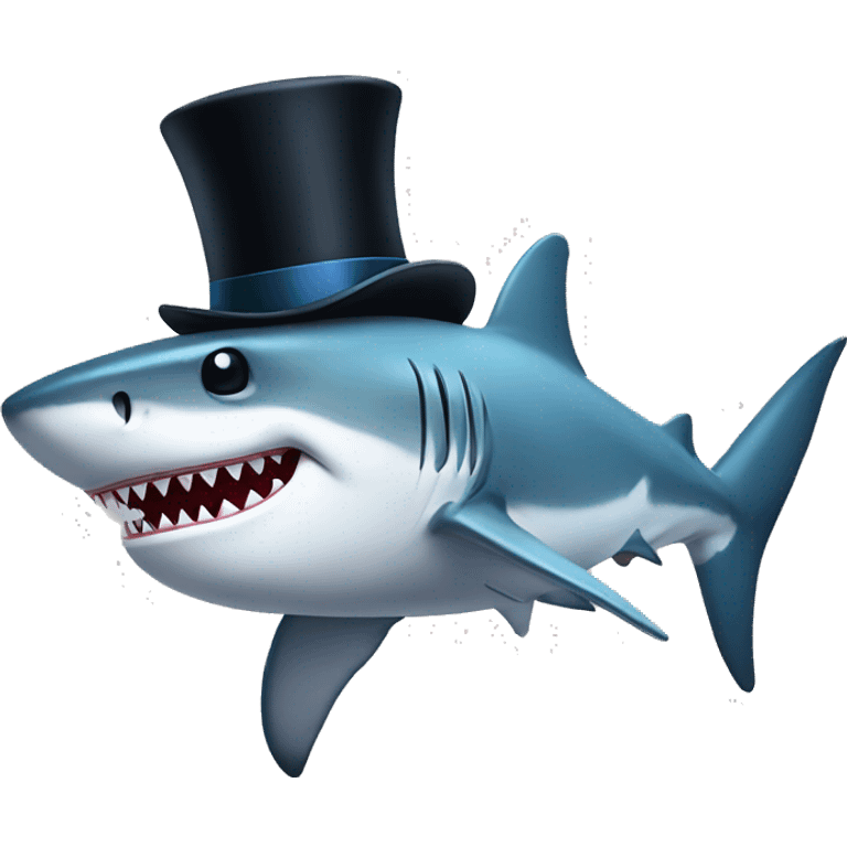 Shark with a top hat emoji