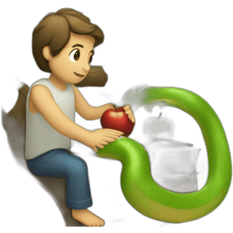 bible adam and snake on apple tree emoji