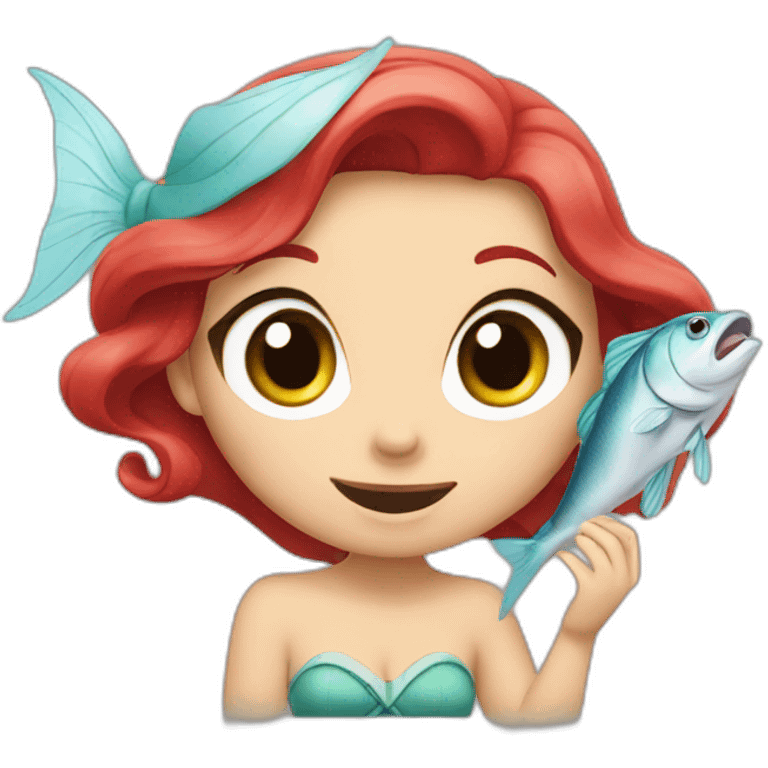 Ariel eat fish emoji