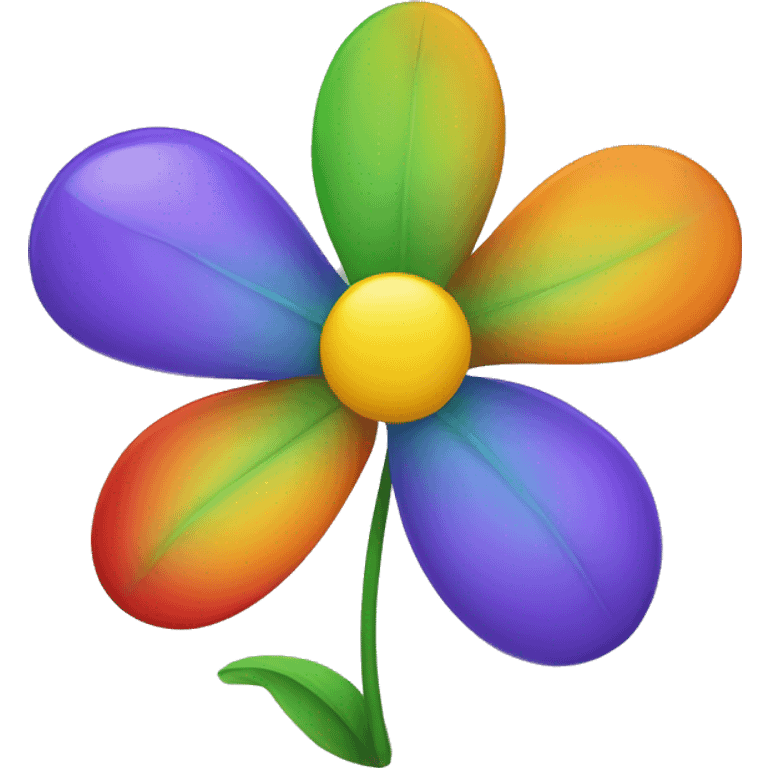 Five-petaled flower with yellow pistil, each petal has a color: purple, green, orange, red, blue emoji