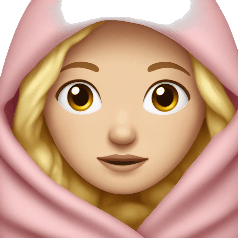 Blonde white girl wrapped up in a pink blanket emoji