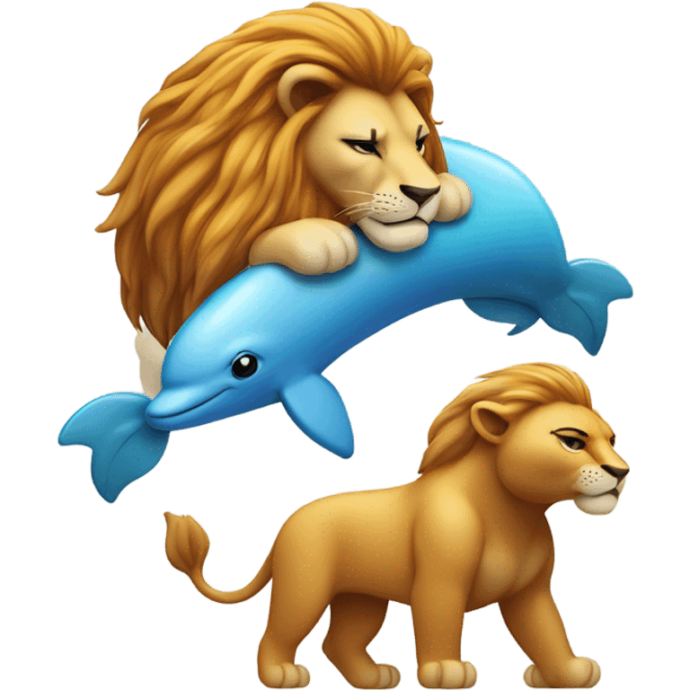 Lion and a dolphin emoji