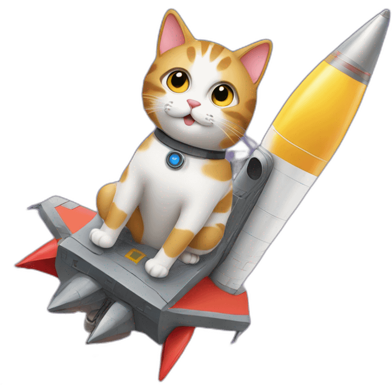 Cat sitting on a rocket emoji