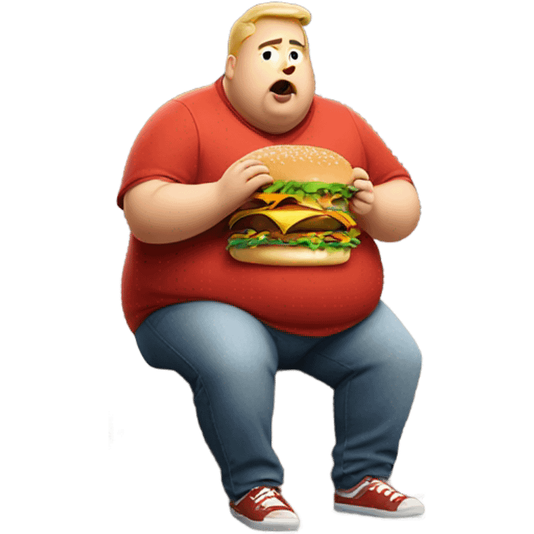 Super fat man eating burger outside of mcdonalds emoji