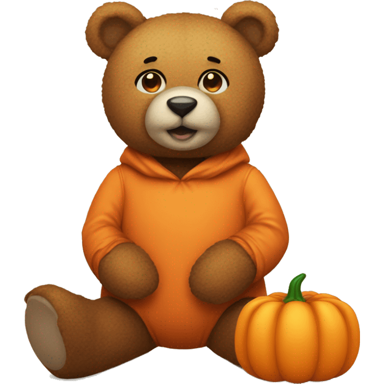 teddy bear wearing pumpkin costume emoji