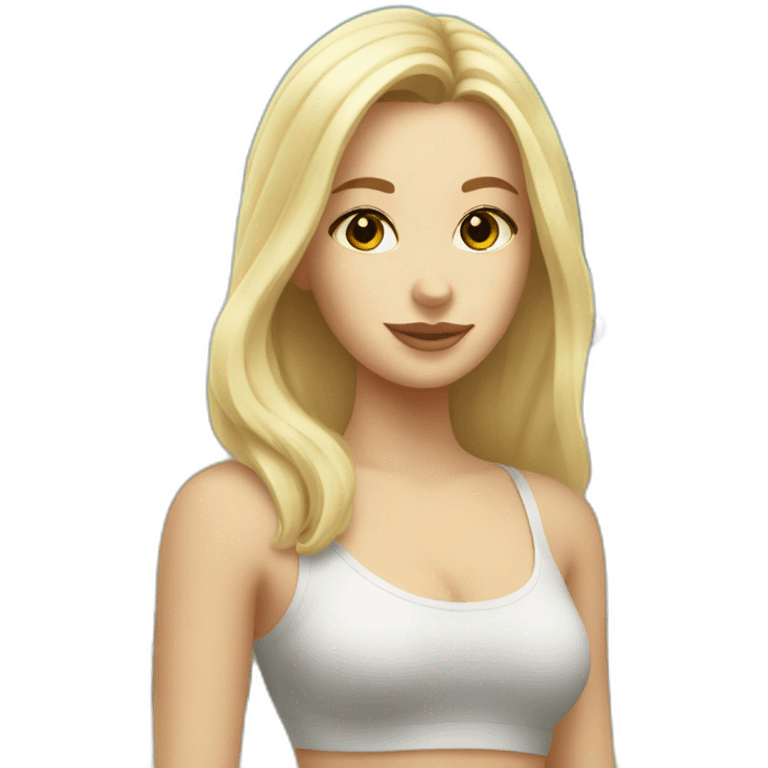 Blonde Girl in front of a white Campingcar emoji