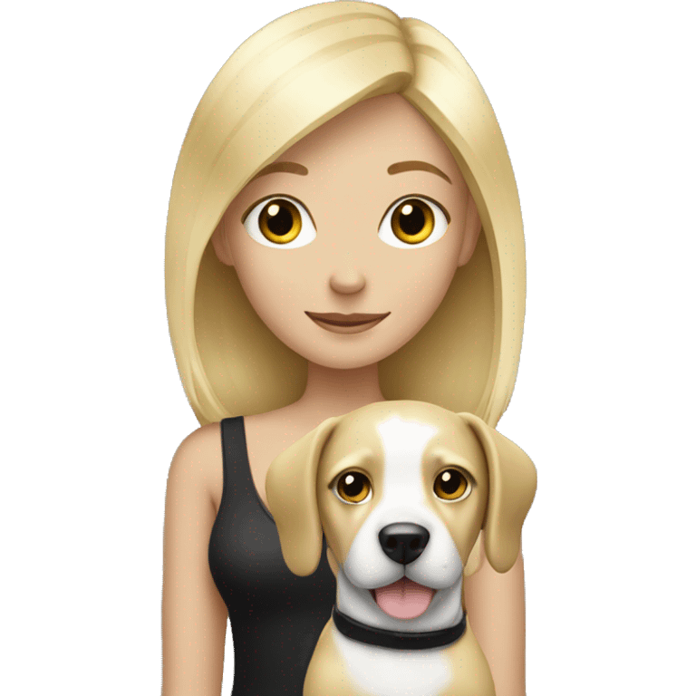 blonde girl with black and white dog emoji