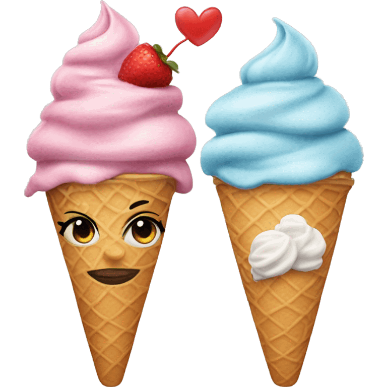 Cute ice cream date for beautiful tattooed couple emoji