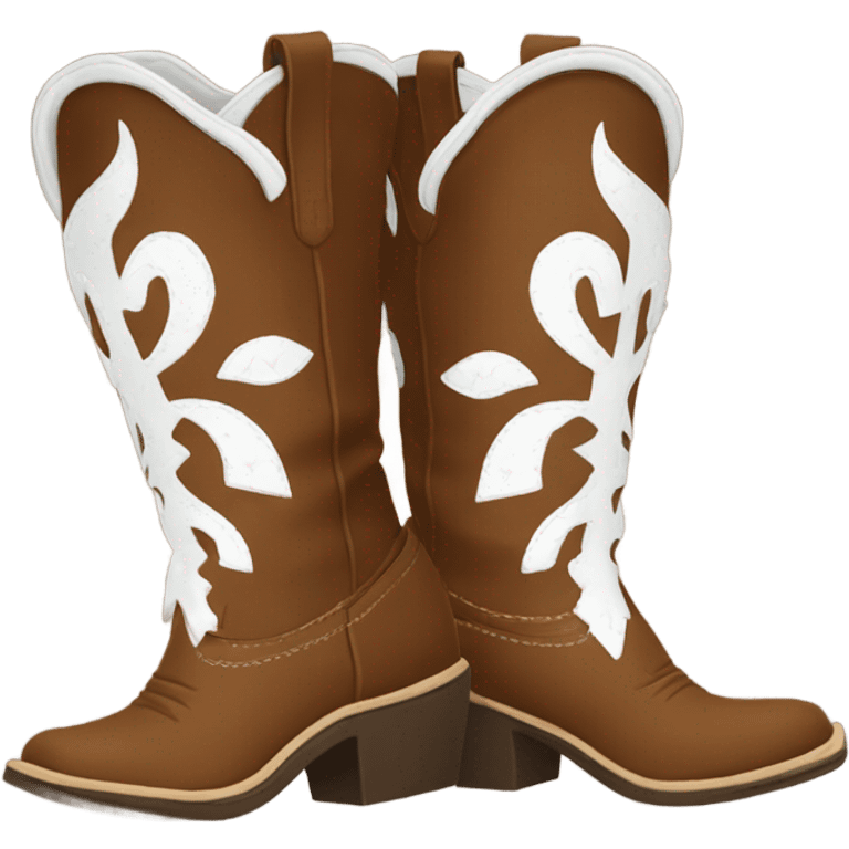 Brown cowgirl boots with white details  emoji