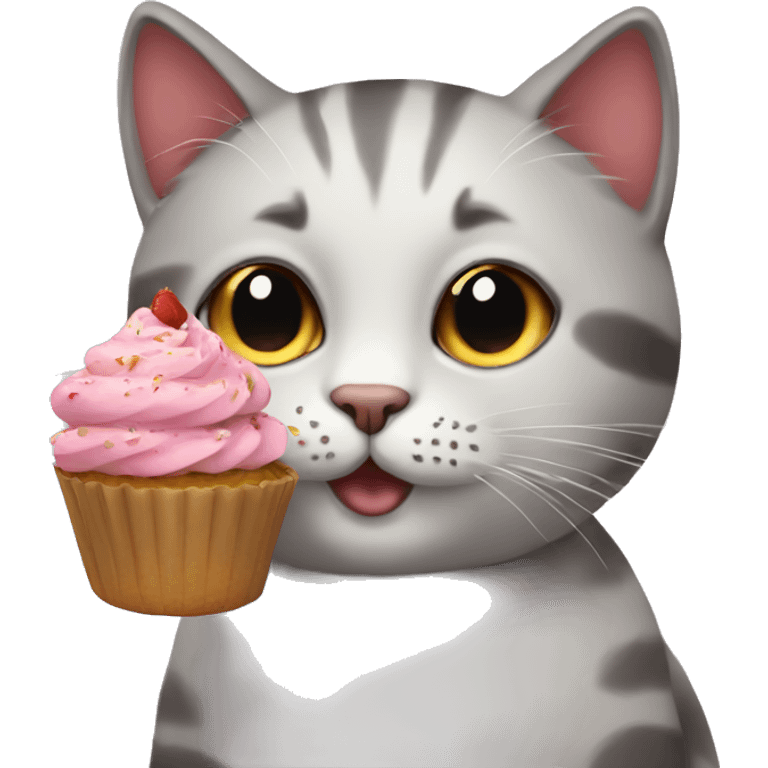 Cat with a cupcake emoji