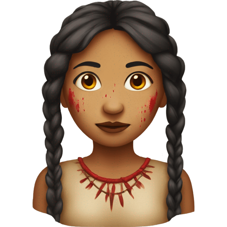 indigenous woman with red stain on her face emoji