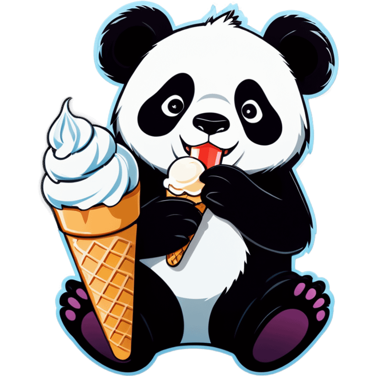 Panda eating ice cream emoji