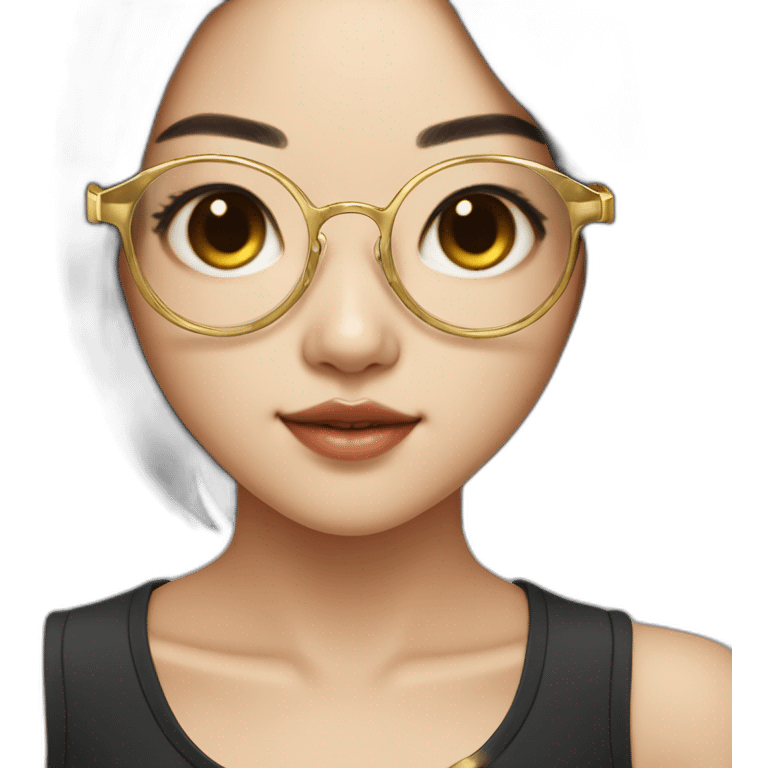 cute-singaporean-chinesegirl-with-black-hair and pure gold glasses emoji