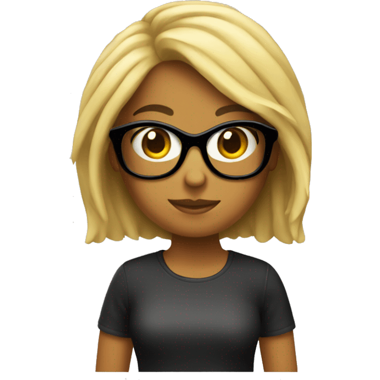 chica con pelo negro y gafas  emoji