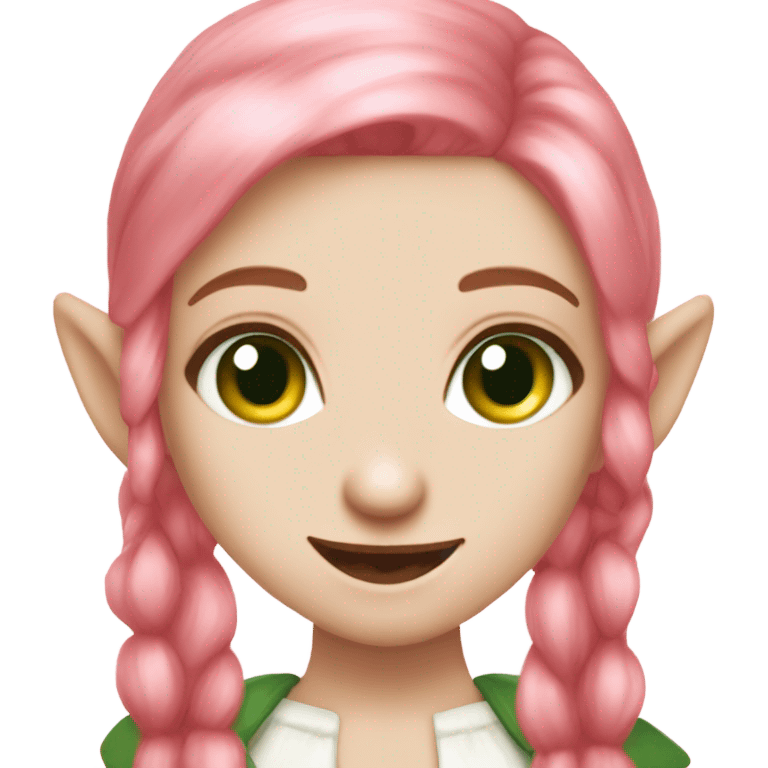 Cute pink pale vampire teeth vampire princess elf ears green eyes red hair emoji