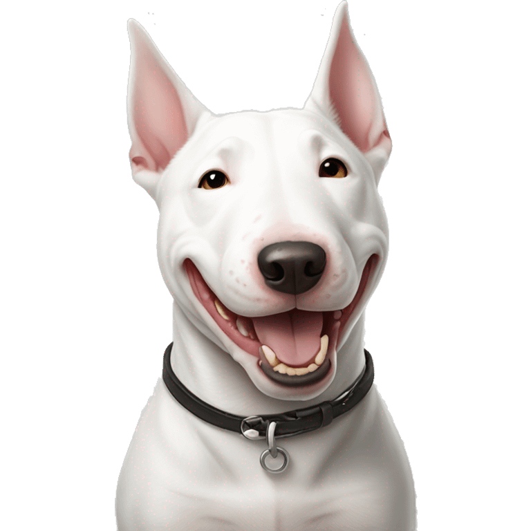 A white smiling bull terrier A white smiling bull terrier emoji