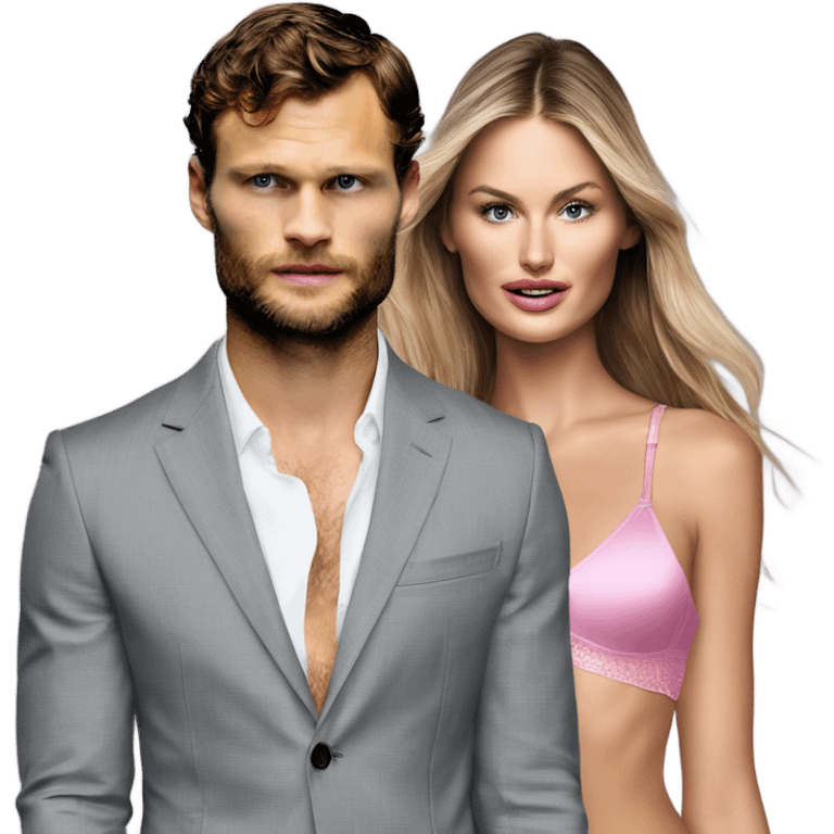 Photo Realistic Jamie Dornan as Mr Grey with victoria secret model  emoji