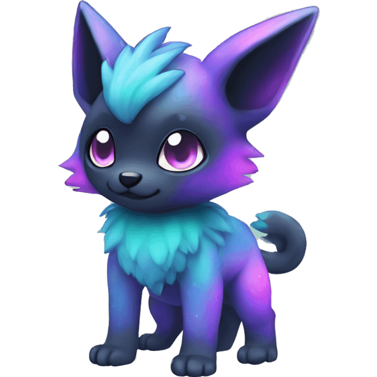 Cute cool black nebula green blue purple pink animal hybrid Fakemon full body emoji