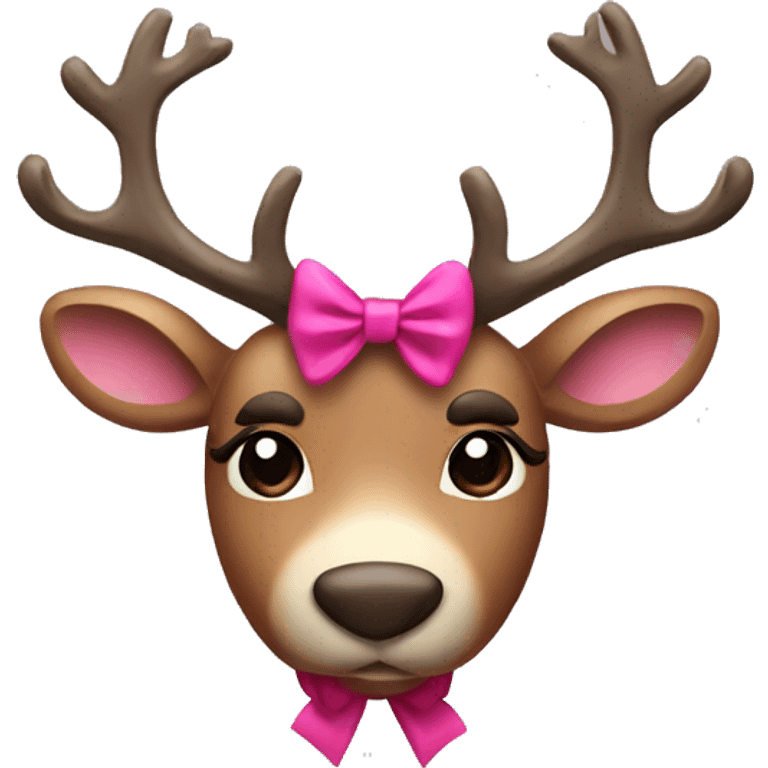 Reindeer with a dark pink bow emoji