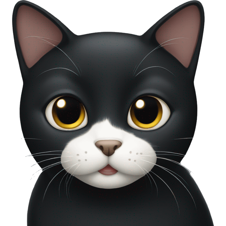 Black cat with white chin emoji