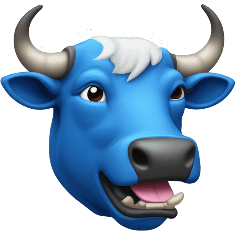 Blue bull head with sticking out tongue emoji