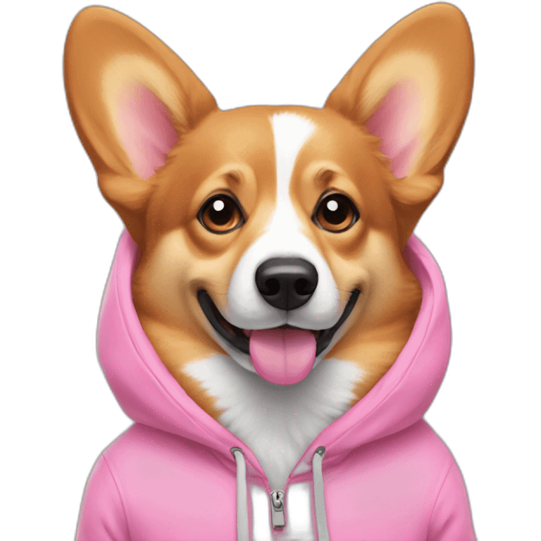 Corgi wearing pink hoodie emoji