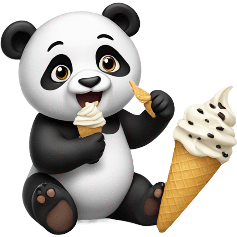 Panda eating ice cream emoji