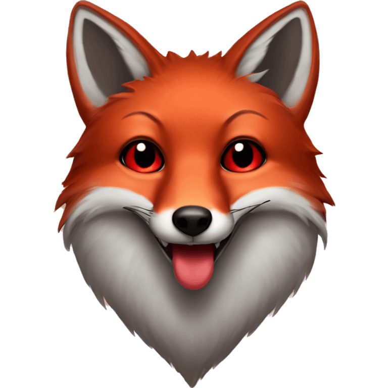 dark red fox face with tiny red heart instead of eyes emoji