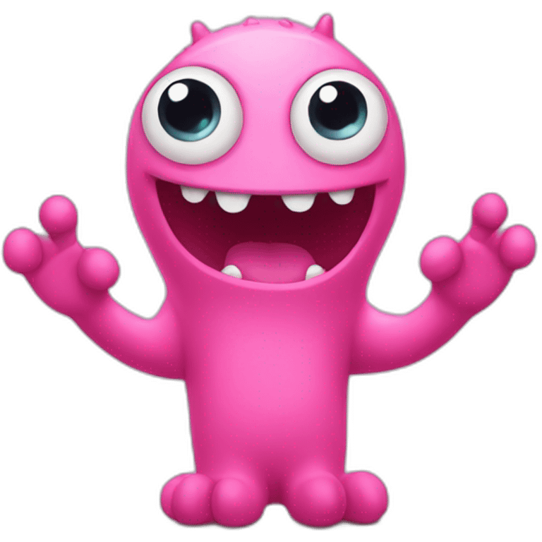 little pink monster waving emoji