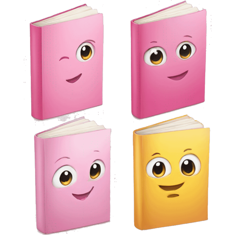 4 Books in 2 pink and 2 baby pink  emoji