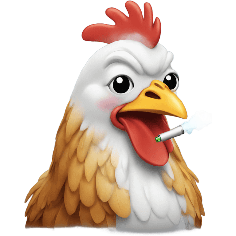 chicken using a vape emoji