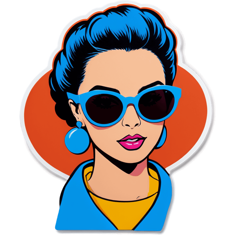 Pop art women with blue hear with sunglasses  emoji